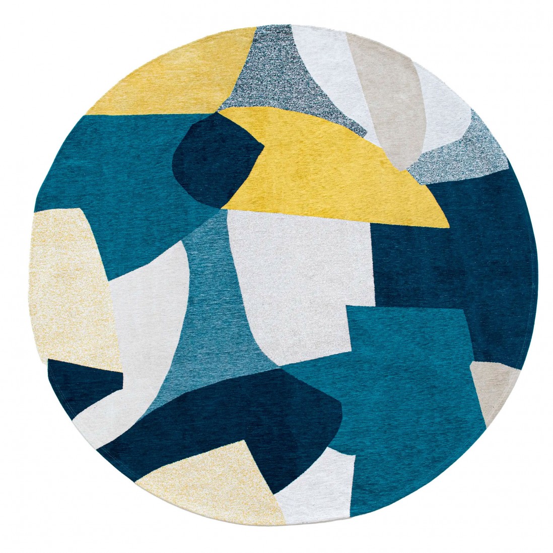 Tapete Redondo Abstrato Cubist Chenille 9369 Multicolor