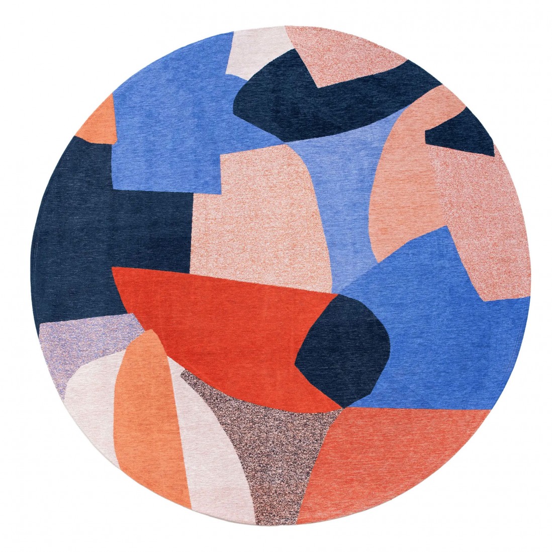 Tapete Redondo Abstrato Cubist Chenille 9368 Multicolor