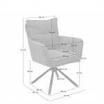 Antibes chair orange chenille swivel base and black metal legs