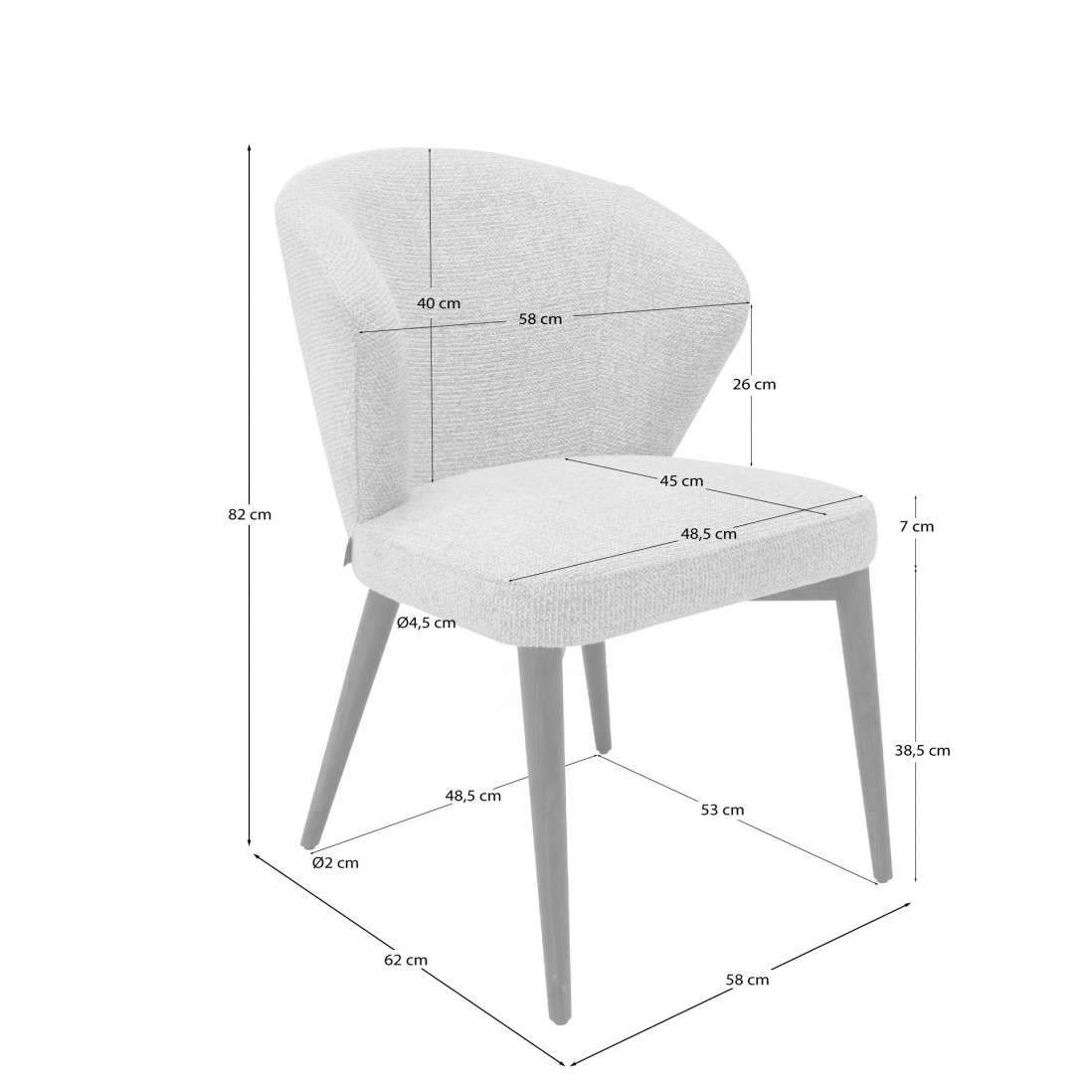 Annecy chair beige chenille fabric and solid ash wood frame