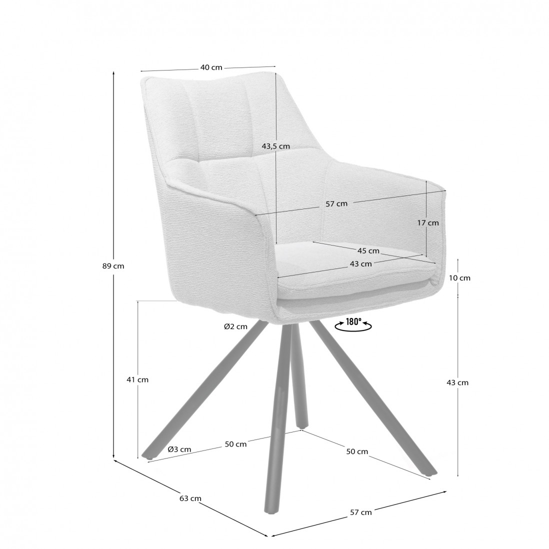 Vittel chair green fabric swivel and black metal legs