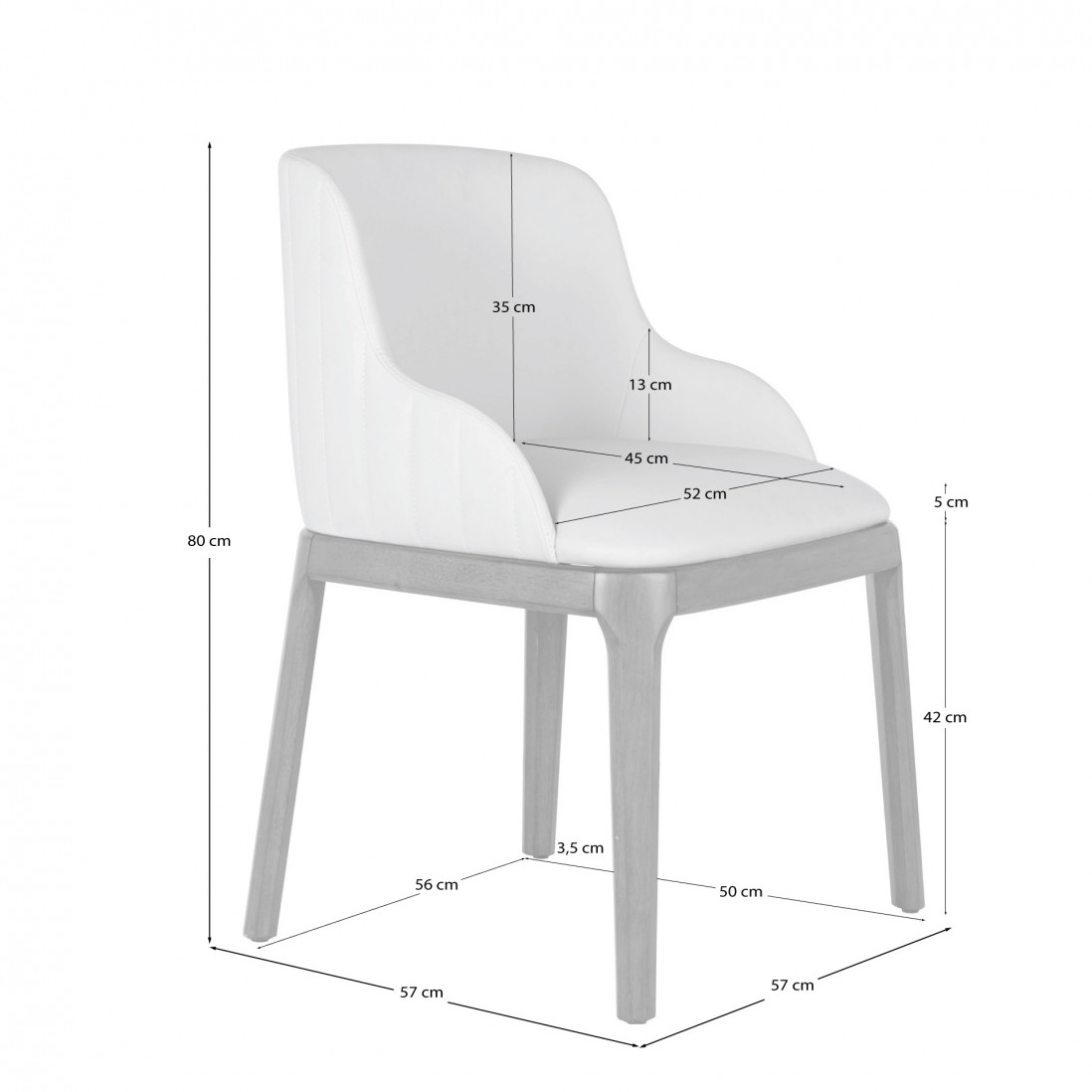 Toulouse chair beige eco-leather and solid brown rubberwood frame