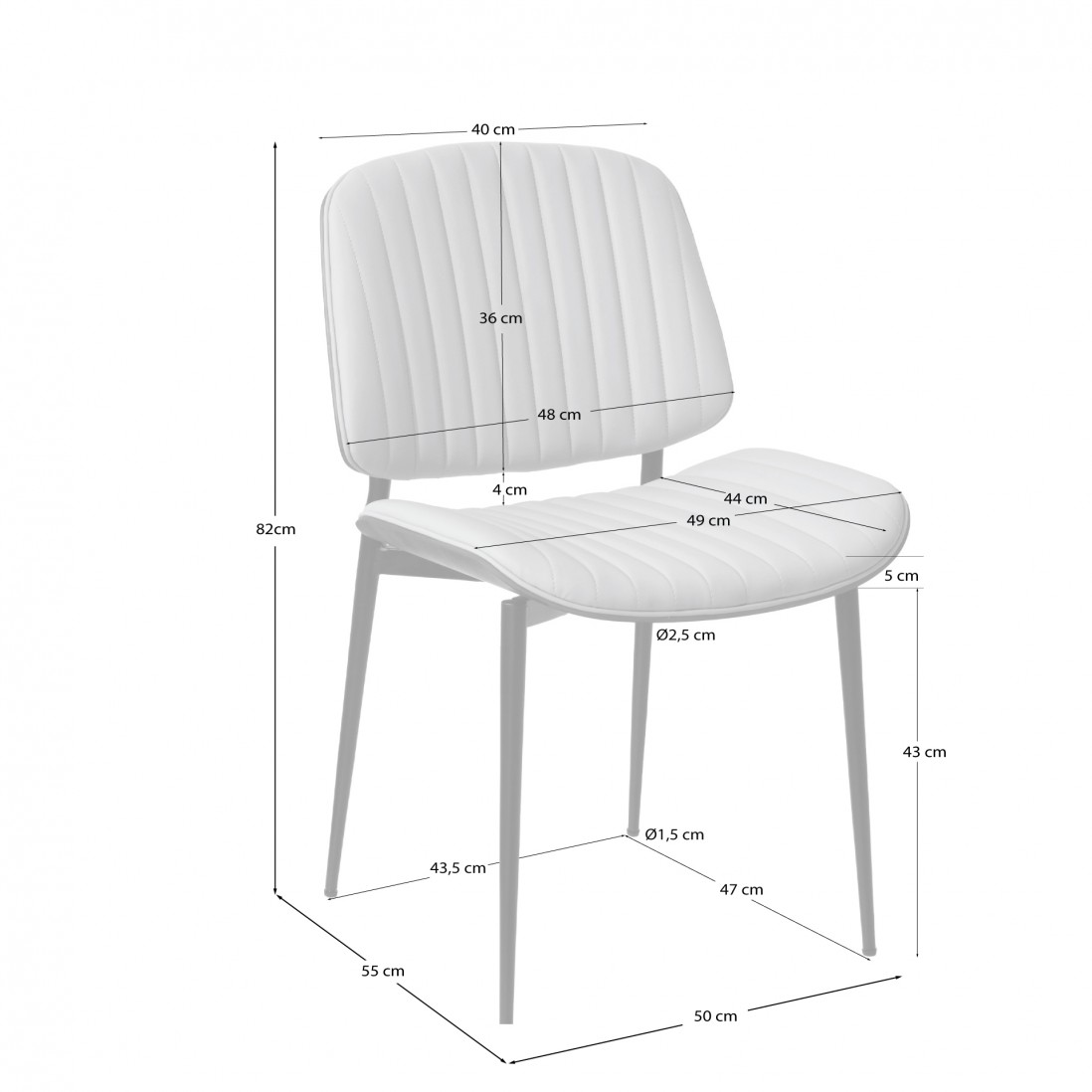Sevres chair beige eco-leather, walnut veneer panels and black metal legs
