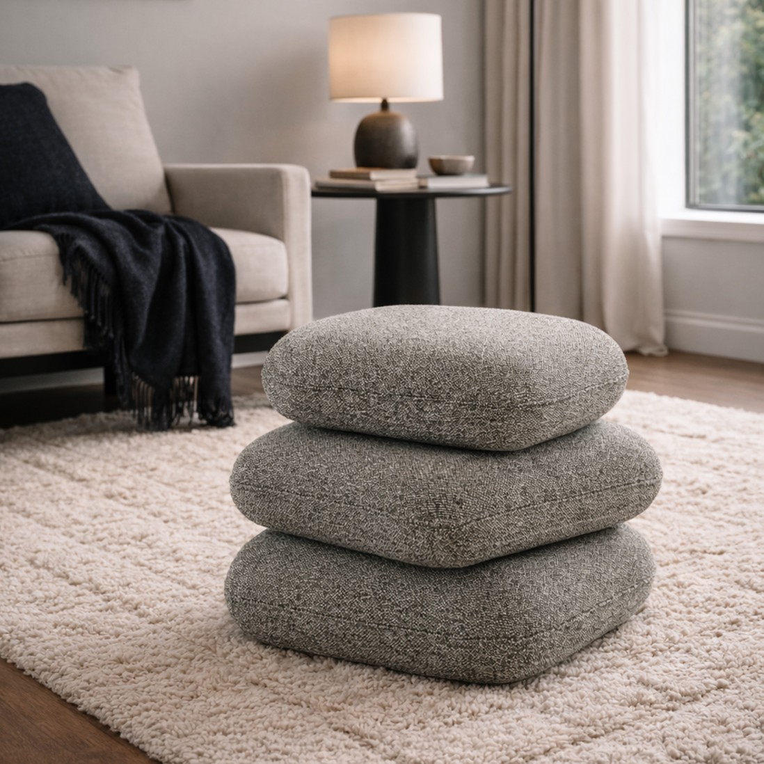 Tibre Swivel pouf green chenille