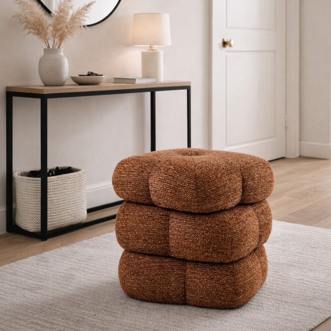 Taloro Swivel pouf terracotta chenille