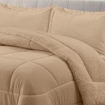 Neri Plain Double Bed Bedspread with Sherpa Taupe