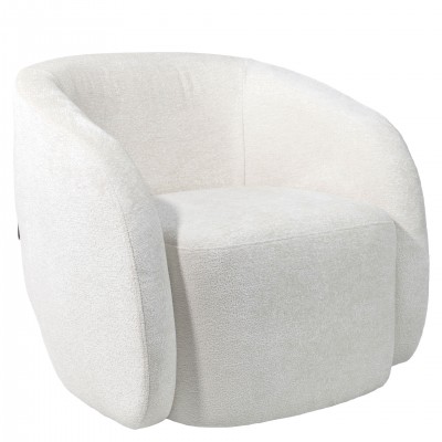 Swivel armchair Baltea in ivory chenille