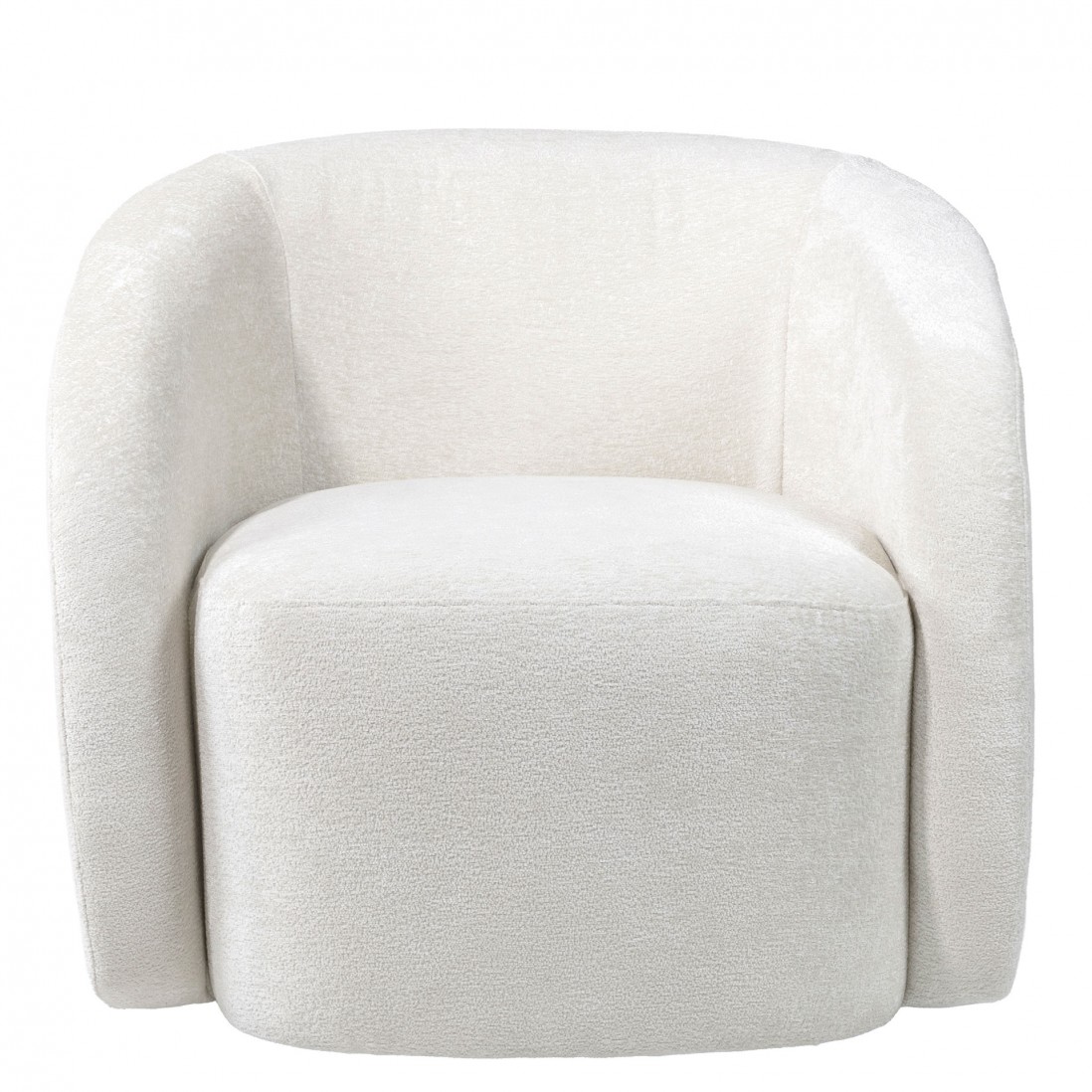 Swivel armchair Baltea in ivory chenille