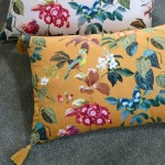 Emmy cushion mustard yellow double-sided with floral print 40 x 60 cm