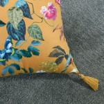 Emmy cushion mustard yellow double-sided with floral print 40 x 60 cm