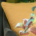 Emmy cushion mustard yellow double-sided with floral print 50 x 50 cm