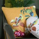 Emmy cushion mustard yellow double-sided with floral print 50 x 50 cm