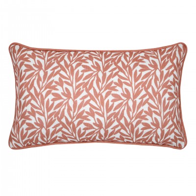 Antillia orange terracotta cushion with floral pattern 30 x 50 cm