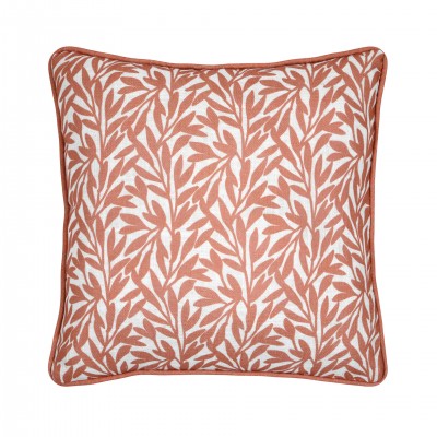 Antillia orange terracotta cushion with floral pattern 40 x 40 cm