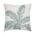 Casablanca cotton cushion with green palm tree embroidery detail  40 x 40 cm
