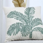 Casablanca cotton cushion with green palm tree embroidery detail  40 x 40 cm