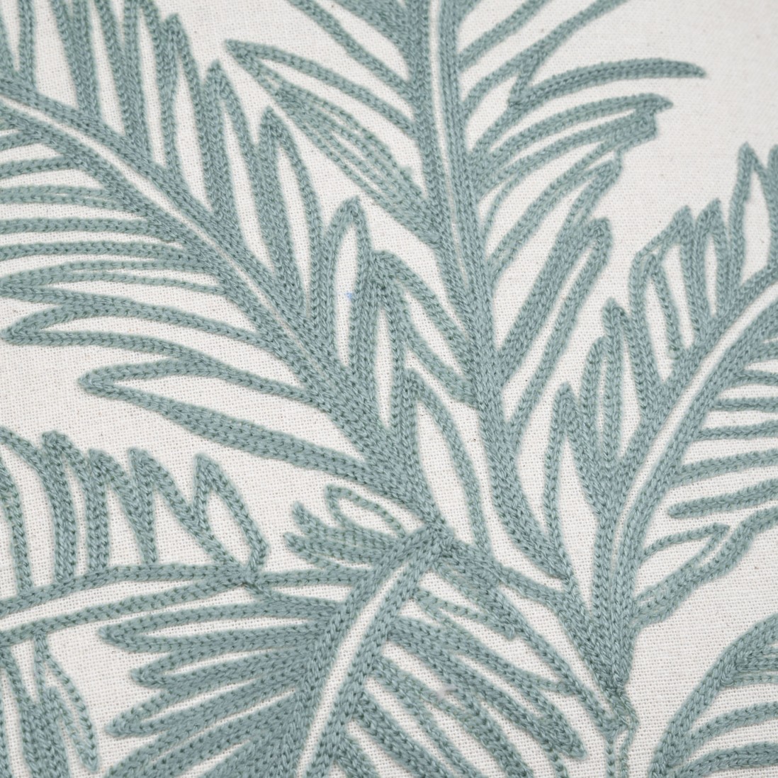 Casablanca cotton cushion with green palm tree embroidery detail  40 x 40 cm