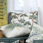 Casablanca cotton cushion double-sided with palm tree pattern/green 45 x 45 cm