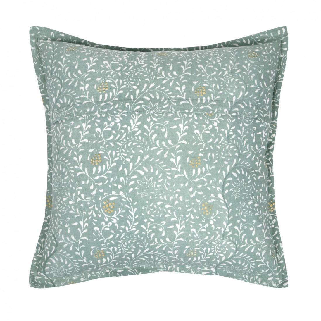 Shana cotton cushion sage with white floral pattern 45 x 45 cm