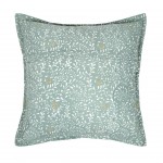 Shana cotton cushion sage with white floral pattern 45 x 45 cm