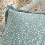 Shana cotton cushion sage with white floral pattern 45 x 45 cm