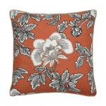 Galicia cotton cushion orange with floral pattern and embroidery details 45 x 45 cm
