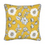 Milly yellow cushion with floral pattern and embroidery details 45 x 45 cm