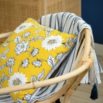 Milly yellow cushion with floral pattern and embroidery details 45 x 45 cm