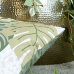 Cambodge Coj�n 004 with green tropical motifs and animal print 100% cotton 40 x 60 cm