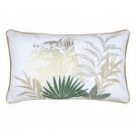 Cambodge Coj�n 005 with green tropical motifs and golden mandala 100% cotton 30 x 50 cm