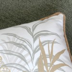 Cambodge Coj�n 005 with green tropical motifs and golden mandala 100% cotton 30 x 50 cm