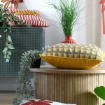 Almofada Moata 008 dupla face com padr�o amarelo 40 x 40 cm