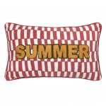 Red and white Maota Summer  cushion with embroidery letters 30 x 50 cm