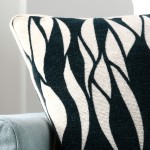 Denali 002 cushion in chenille with abstract petrol blue/ivory design 45 x 45 cm