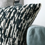 Denali 001 cushion in chenille with abstract petrol blue/ivory design 45 x 45 cm