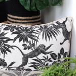 Sapajou cushion black double-sided with monkey and leaf design 50 x 50 cm