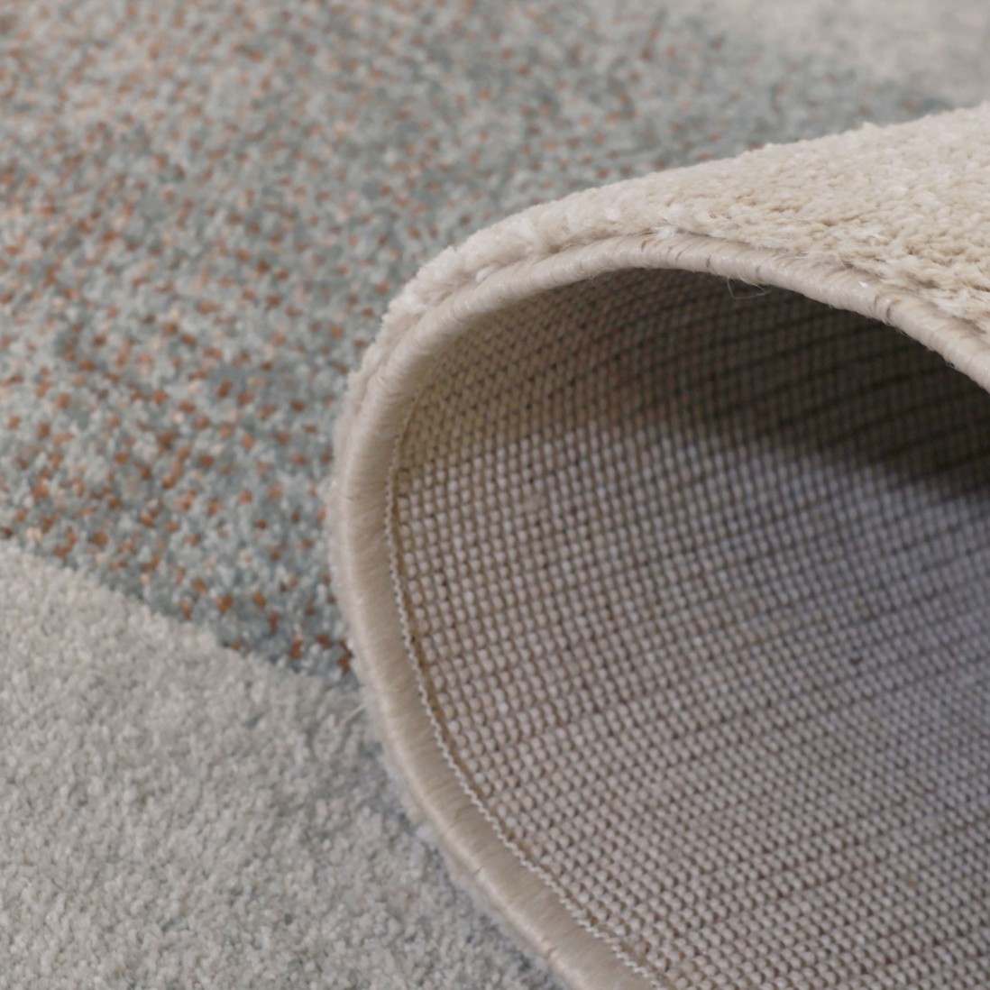 Geometric area rug Corfu 57706 in beige brown and blue