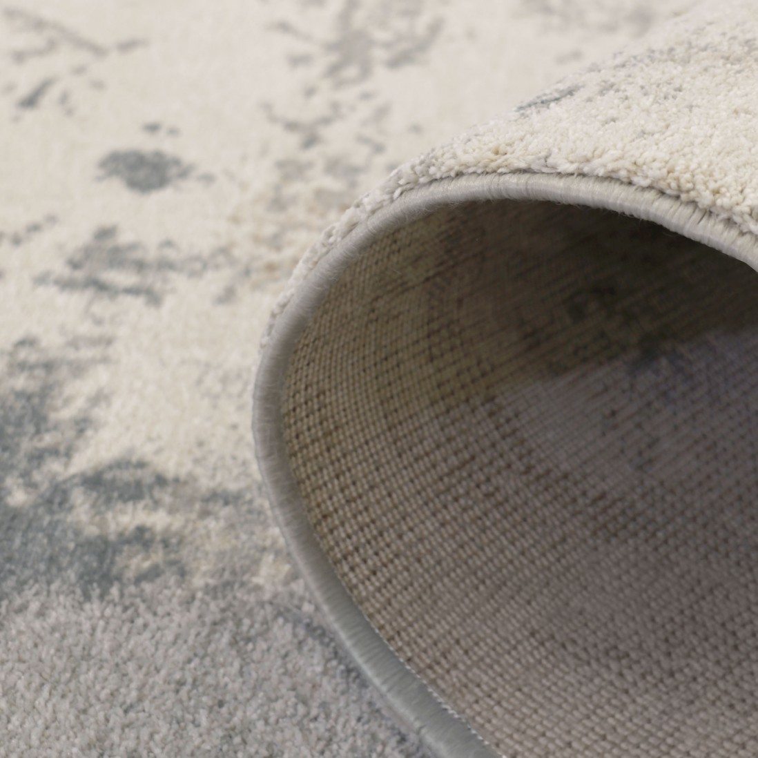 Abstract area rug Corfu 57724 in beige brown and blue