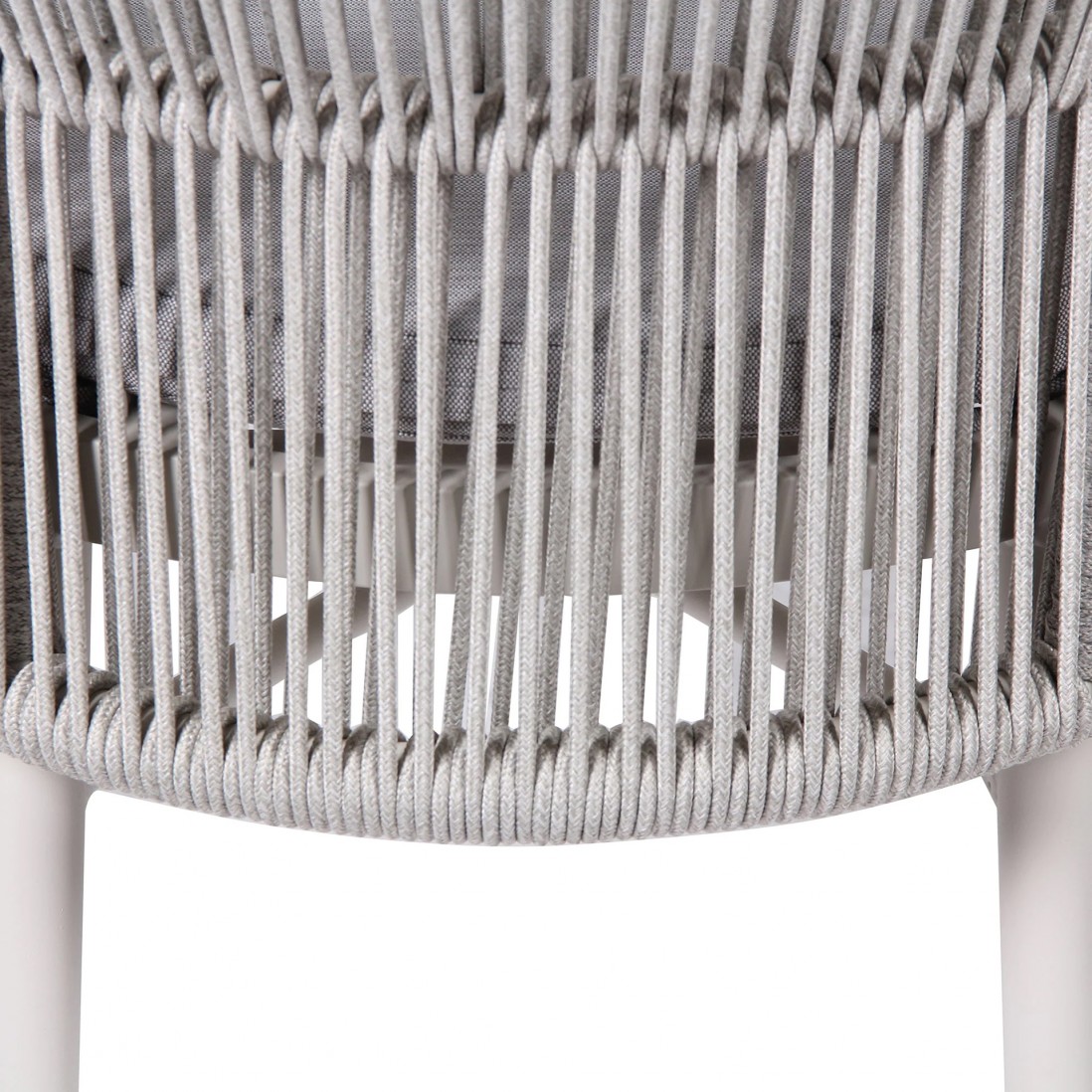 Trebbia light gray stackable outdoor chair in rope and aluminum