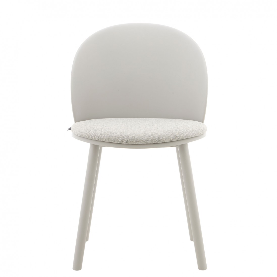 Stella light gray polypropylene chair with cushioned seat