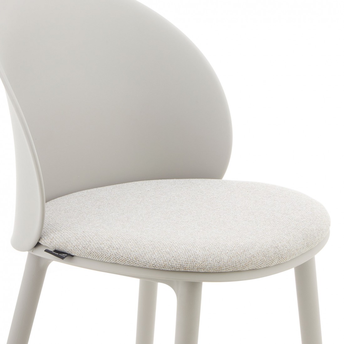 Stella light gray polypropylene chair with cushioned seat