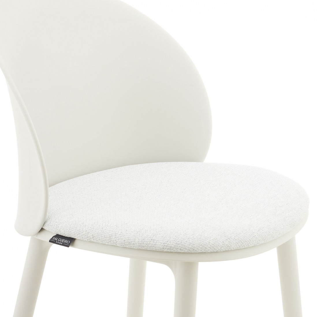 Stella cream polypropylene chair with cushioned seat