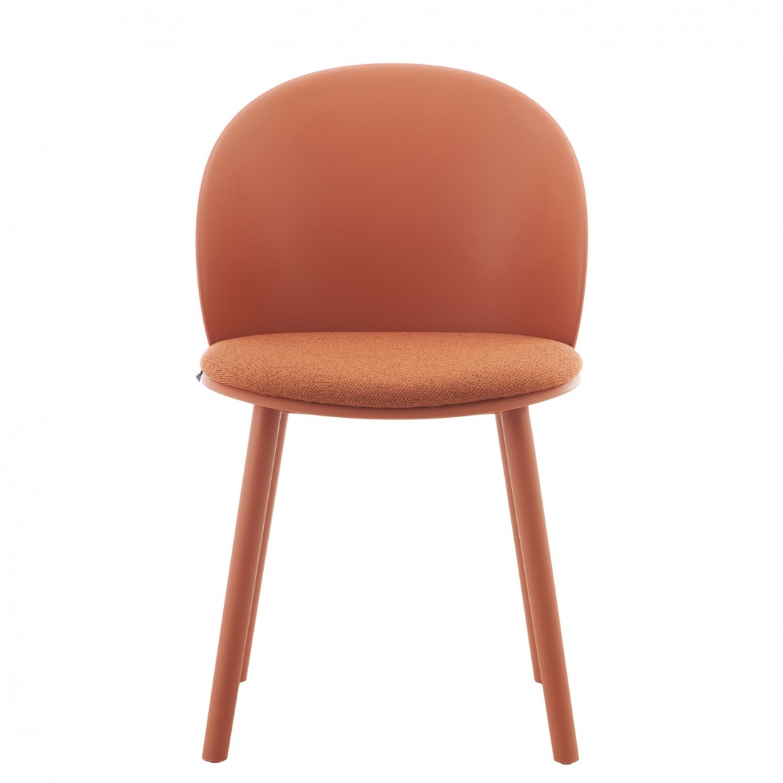 Stella orange polypropylene chair with cushioned seat