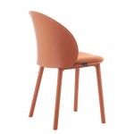 Stella orange polypropylene chair with cushioned seat