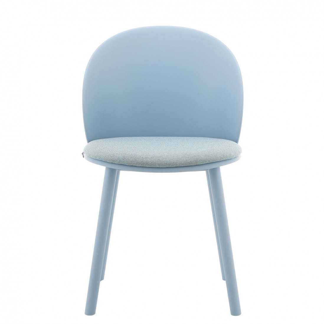 Stella blue polypropylene chair with cushioned seat