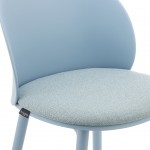 Stella blue polypropylene chair with cushioned seat