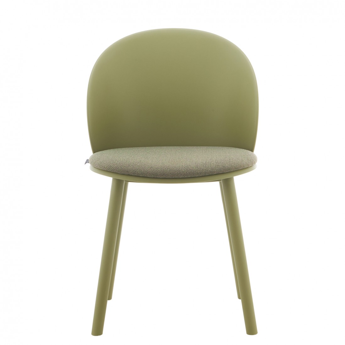 Stella green polypropylene chair with cushioned seat
