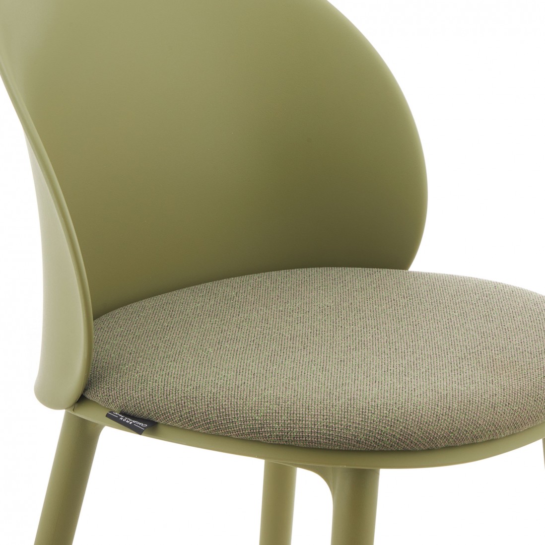 Stella green polypropylene chair with cushioned seat