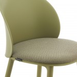 Stella green polypropylene chair with cushioned seat