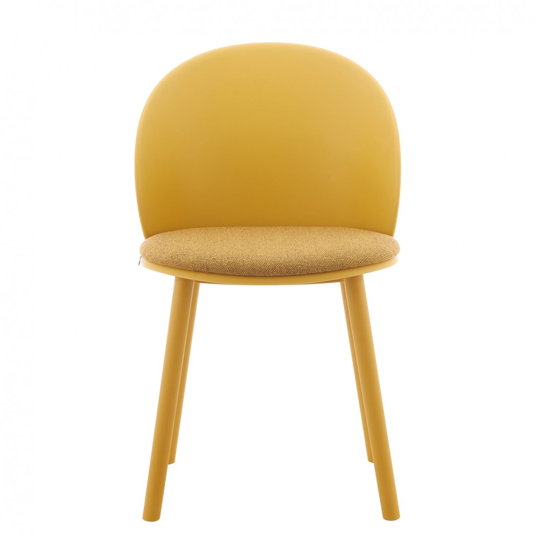 Stella yellow polypropylene chair with cushioned seat